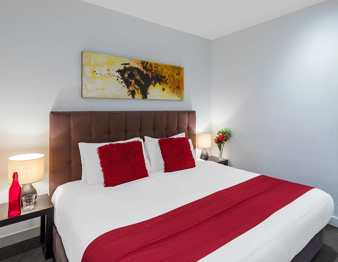 Actual Photos of a 2 Bed  1 bathroom with balcony Aura On Flinders Serviced Apartments 261-Acacia-Global-Trading-PTY-LTD-accomodation-4