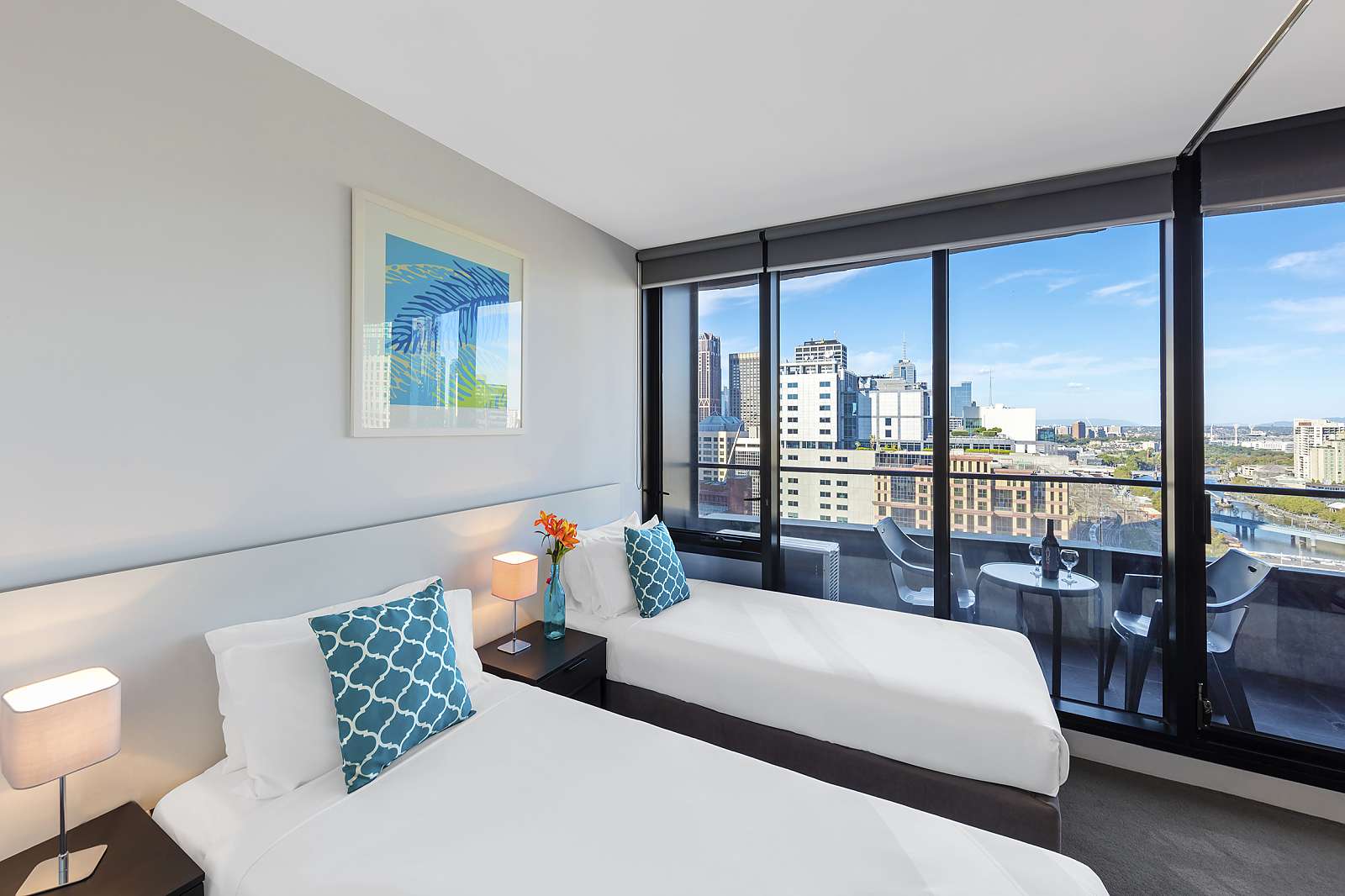 Actual Photos of a 2 Bed  1 bathroom with balcony Aura On Flinders Serviced Apartments 261-Acacia-Global-Trading-PTY-LTD-accomodation-4