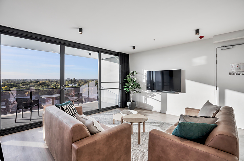 Actual Photos of a 2 Bedroom 1 Bathroom Balcony KT Apartments 505-The-Trustee-for-99-King-William-Street-Unit-Trust-accomodation-285