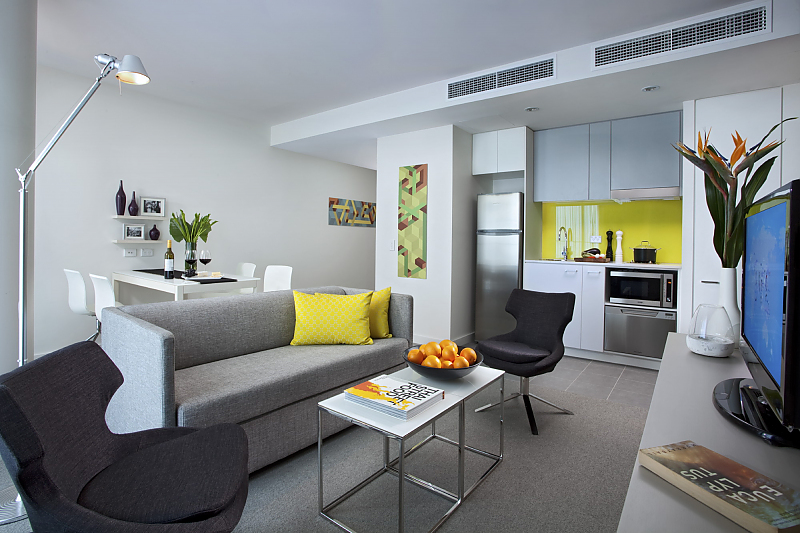 Actual Photos of a 2 Bedroom Deluxe The Bourke Residence 65-Ascott-International-Management-(Australia)-Pty-Ltd-accomodation-4
