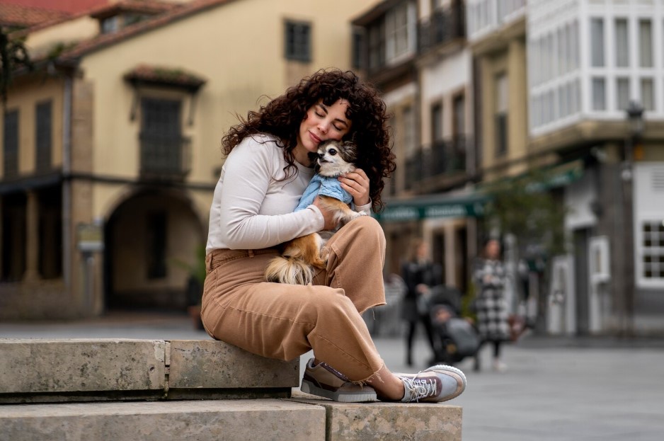 woman with cute dog