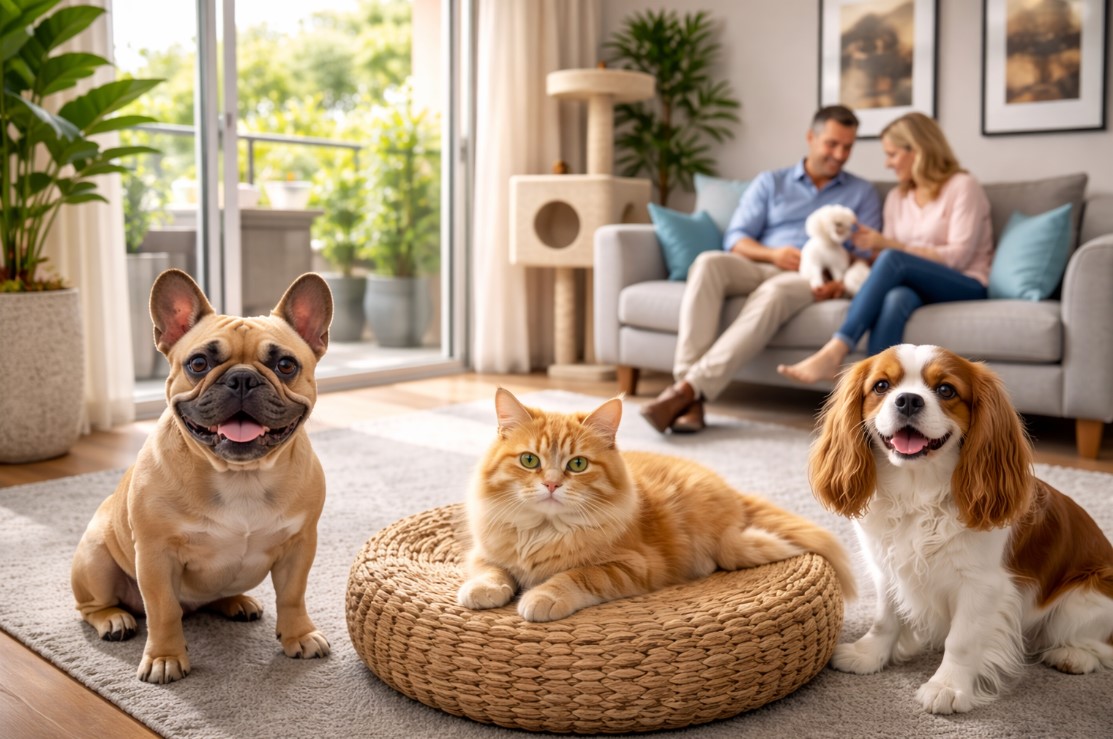 Cozy apartment with happy pets