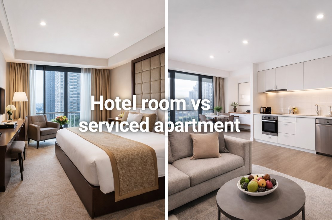 Hotel room vs serviced apartment comparison