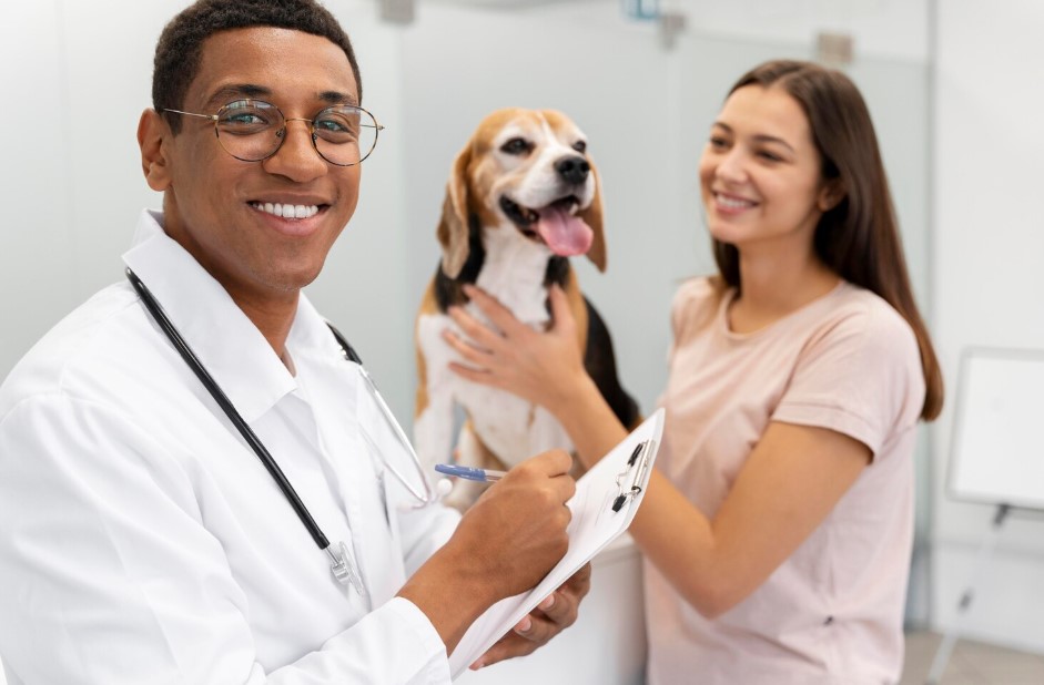vet with dog patient