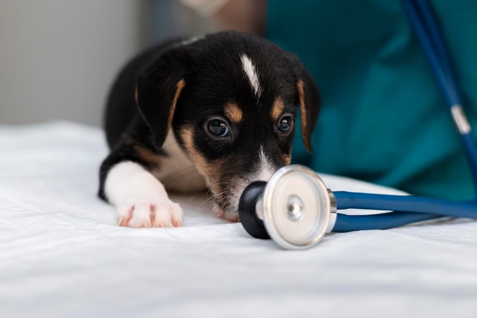 puppy on a vet clinic