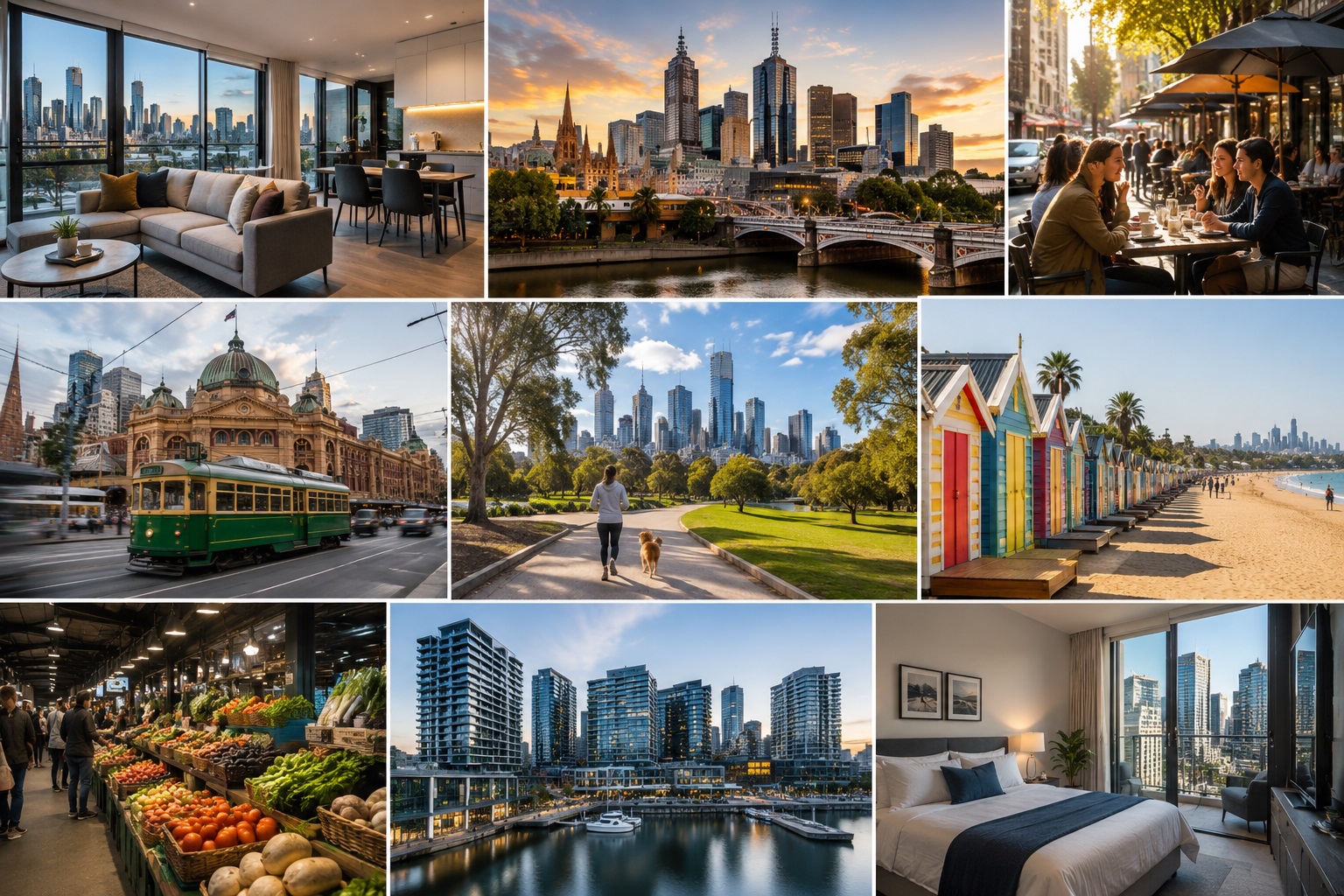Melbourne lifestyle in a vibrant collage