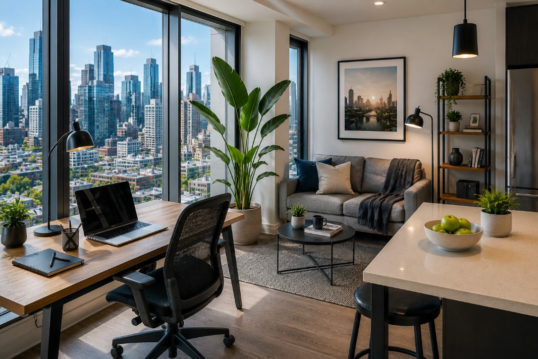 Modern apartment with city view