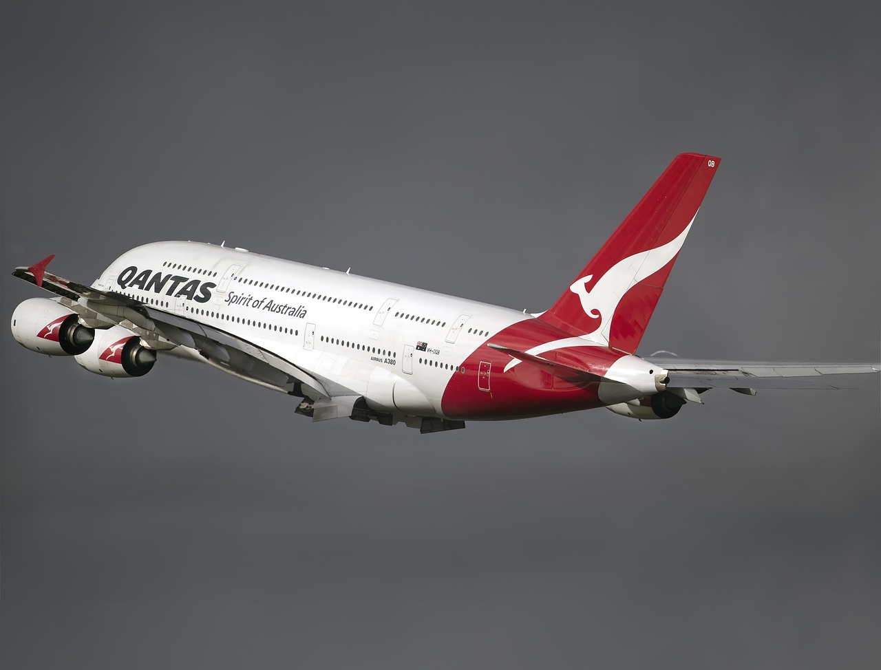Qantas flight taking off from Perth airport