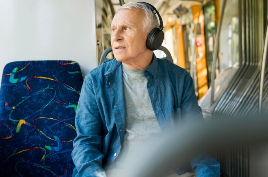 old man in public transport